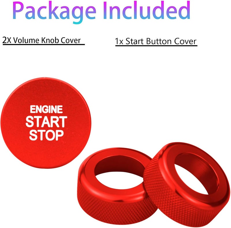HDUFC for Kia Carnival/Carnival Hybrid/K5/Niro/Sorento/Sportage Interior Package, Push-Button Start, air Conditioning Control knob Cover, 3-Piece Set (red) - Image 3